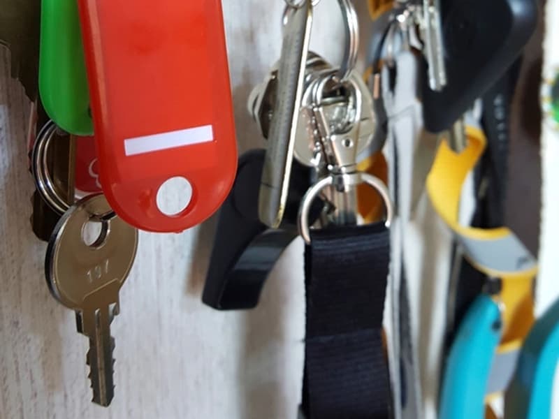 A set of keys on a light table