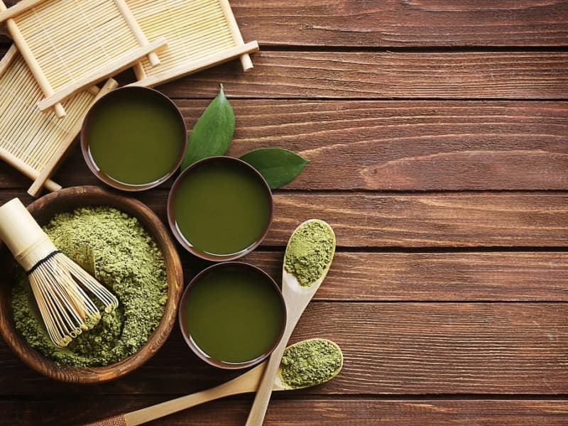 A matcha bowl and bamboo whisk