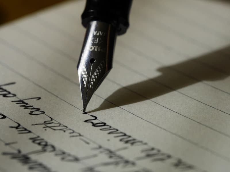 A pen resting on a written page