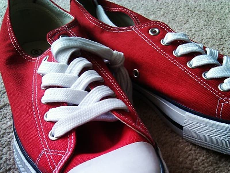 Running shoes on a light floor