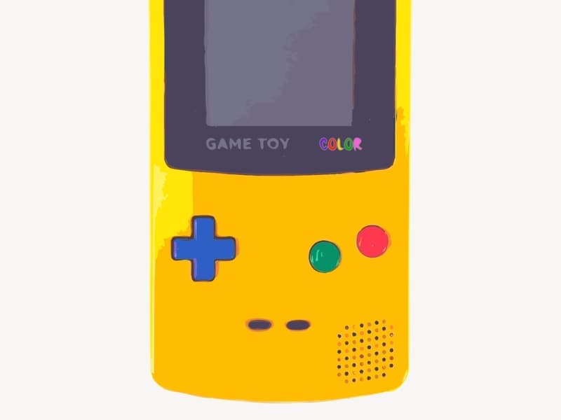 A handheld games console on a table
